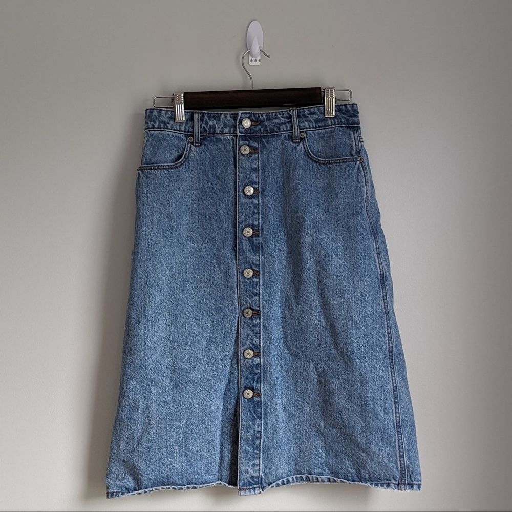 Sz Small Old Navy denim button down midi skirt